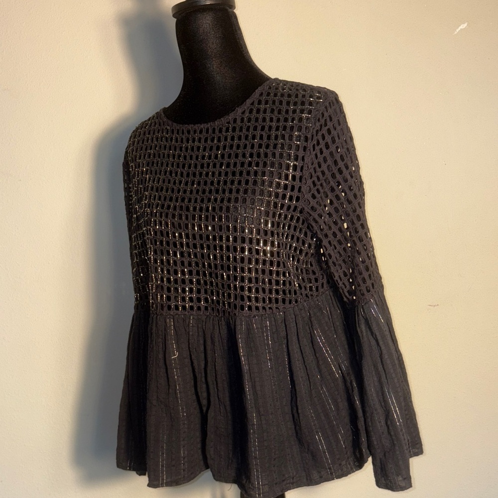 Maeve Black Mesh Blouse - Picture 3 of 5